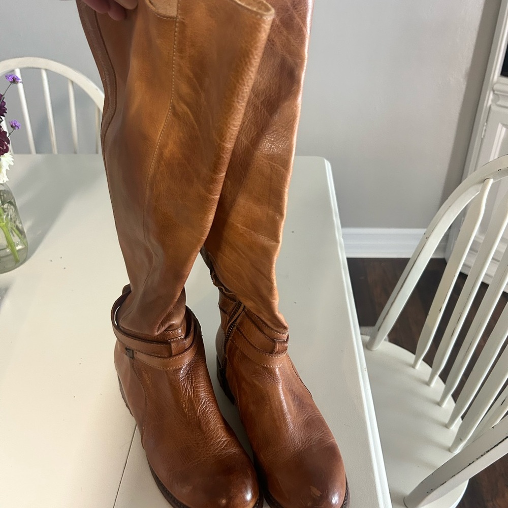 BED|STU Tan Leather Over the Knee Boots